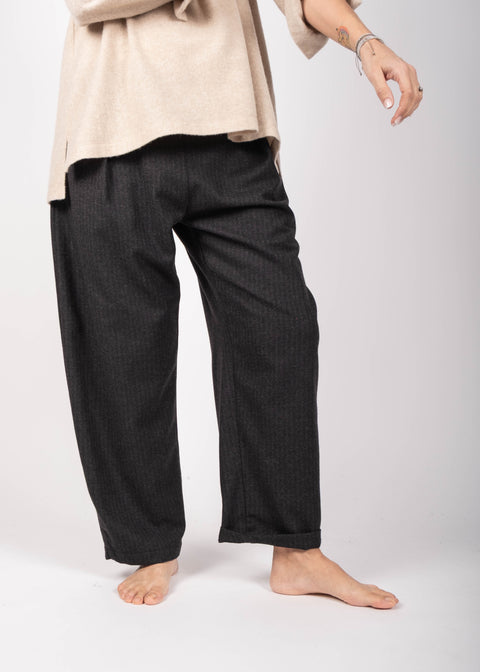 Pantaloni Loto in gabardina di lana (tessuto operato)