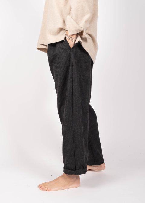 Pantaloni Loto in gabardina di lana (tessuto operato)