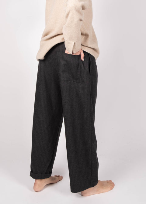 Pantaloni Loto in gabardina di lana (tessuto operato)