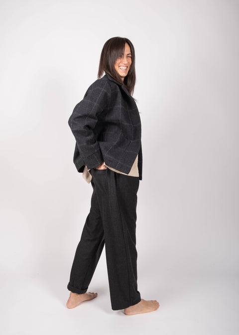 Pantaloni Loto in gabardina di lana (tessuto operato)