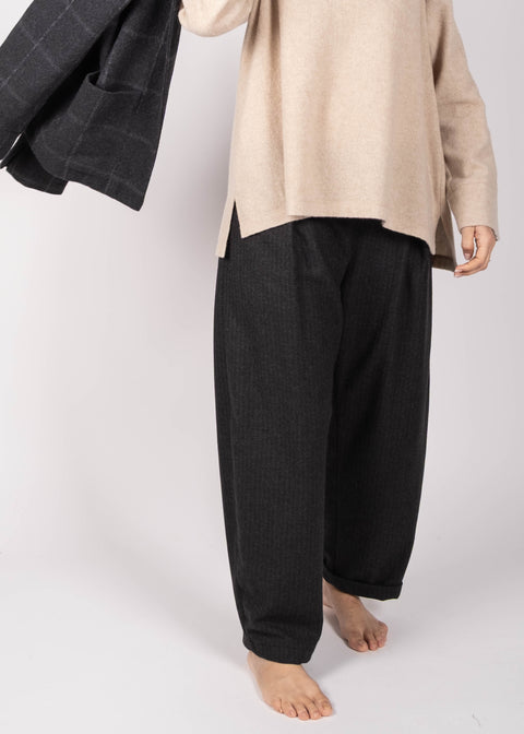 Pantaloni Loto in gabardina di lana (tessuto operato)