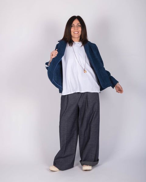 Pantalone Giovanna in cotone effetto denim