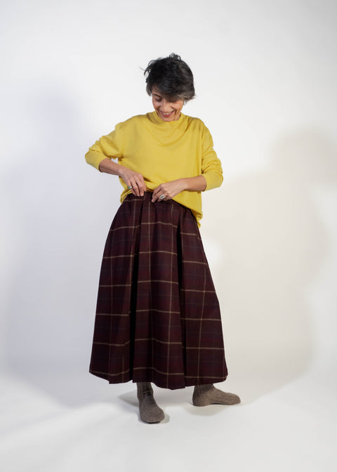 Gonna Maria Luna in tartan vernaccia