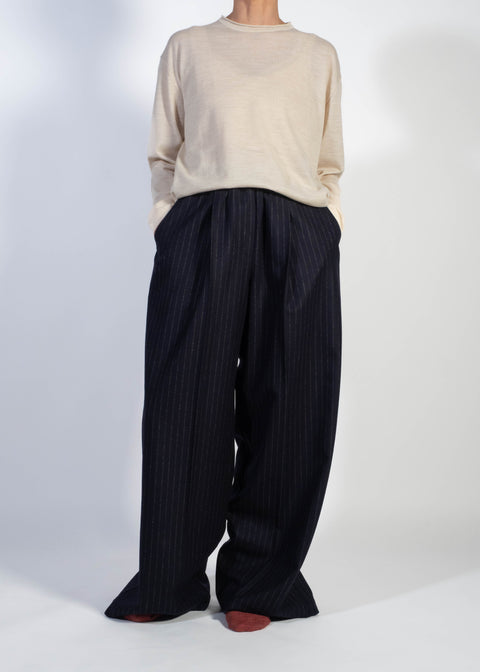 Pantaloni Giovanna gessato blu