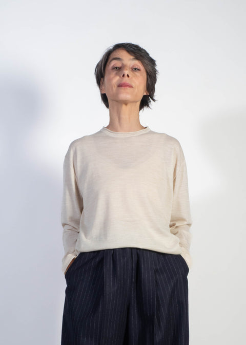 Pantaloni Giovanna gessato blu