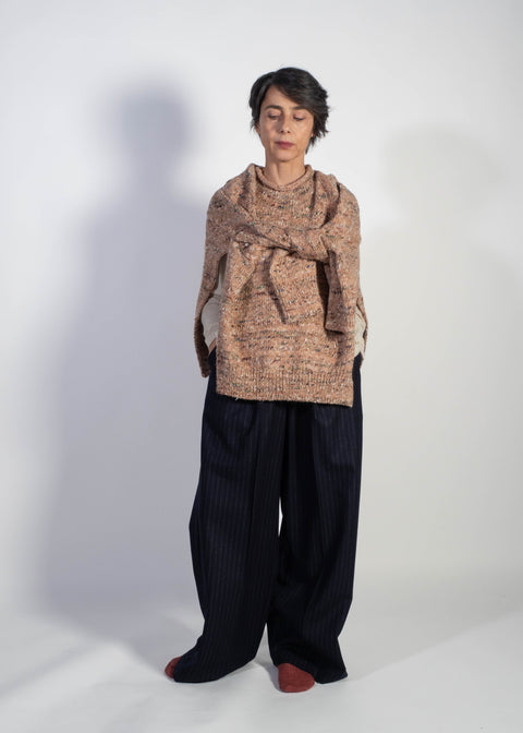 Pantaloni Giovanna gessato blu